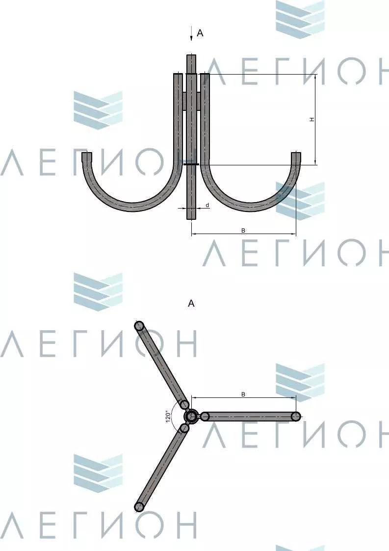 К33-0,7-0,9-0-5 кронштейн четырехрожковый
